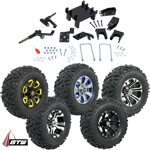 GTW Lift Kit / 12" Wheel & Barrage Mud Tire Combo - E-Z-GO RXV 48v Electric (Fits 2008-Up)