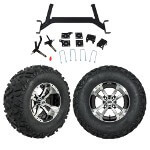 GTW 5" Lift w/ 12" Storm Trooper Machined/ Black Wheel & Barrage Mud Tire For E-Z-GO TXT (2001.5-Up)