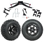 GTW 6" Lift w/ 12" Specter Matte Black Wheel & Barrage Mud Tire For Club Car Precedent (2004-Up)