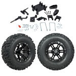 GTW 5" Lift w/ 12" Specter Matte Black Wheel & Barrage Mud Tire For E-Z-GO RXV (2008-Up)