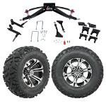 GTW 6" Lift w/ 12" Specter Machined/ Black Wheel & Barrage Mud Tire For Club Car Precedent (2004-Up)