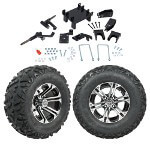 GTW 5" Lift w/ 12" Specter Machined/ Black Wheel & Barrage Mud Tire For E-Z-GO RXV (2008-Up)