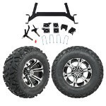 GTW 5" Lift w/ 12" Specter Machined/ Black Wheel & Barrage Mud Tire For E-Z-GO TXT (2001.5-Up)
