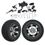 GTW 5" Lift w/ 12" Yellow Jacket Machined/ Black Wheel & Recon A/ T Tire For E-Z-GO RXV (2008-Up)