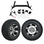 GTW 5" Lift w/ 12" Yellow Jacket Machined/ Black Wheel & Recon A/ T Tire For E-Z-GO TXT (2001.5-Up)