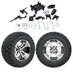 GTW 5" Lift w/ 12" Storm Trooper Machined/ Black Wheel & Recon A/ T Tire For E-Z-GO RXV (2008-Up)