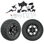 GTW 5" Lift w/ 12" Specter Matte Black Wheel & Recon A/ T Tire For E-Z-GO RXV (2008-Up)