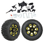 GTW 5" Lift w/ 12" Nemesis Black Wheel & Barrage Mud Tire For E-Z-GO RXV (2008-Up)