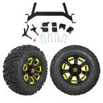GTW 5" Lift w/ 12" Nemesis Black Wheel & Barrage Mud Tire For E-Z-GO TXT (2001.5-Up)