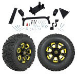 GTW 5" Lift w/ 12" Nemesis Black Wheel & Barrage Mud Tire For Yamaha (G29/ Drive)
