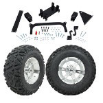 GTW 5" Lift w/ 12" Yellow Jacket Machined/ Silver Wheel & Barrage Mud Tire For Yamaha (G29/ Drive)