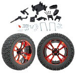 GTW 5" Lift w/ 14" Storm Trooper Red/ Black Wheel & Recon A/ T Tire For E-Z-GO RXV (2008-Up)