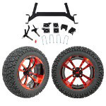 GTW 5" Lift w/ 14" Storm Trooper Red/ Black Wheel & Recon A/ T Tire For E-Z-GO TXT (2001.5-Up)