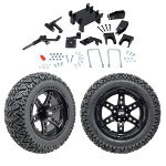 GTW 5" Lift w/ 14" Dominator Matte Black Wheel & Recon A/ T Tire For E-Z-GO RXV (2008-Up)