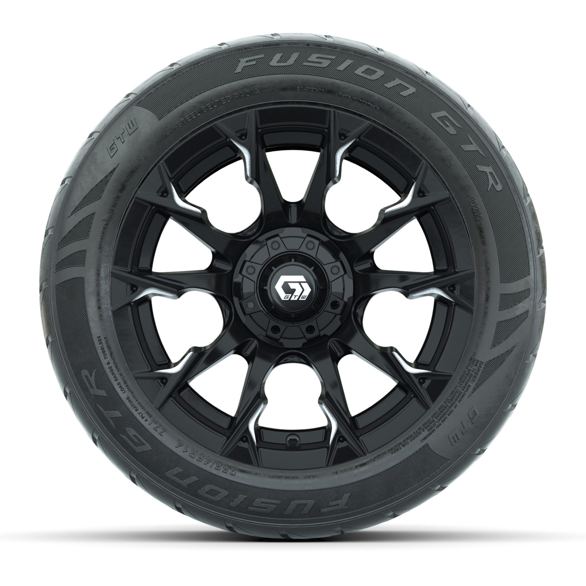 GTW® Diablo Gloss Black/Machined 14 in Wheels with 255/45-R14
