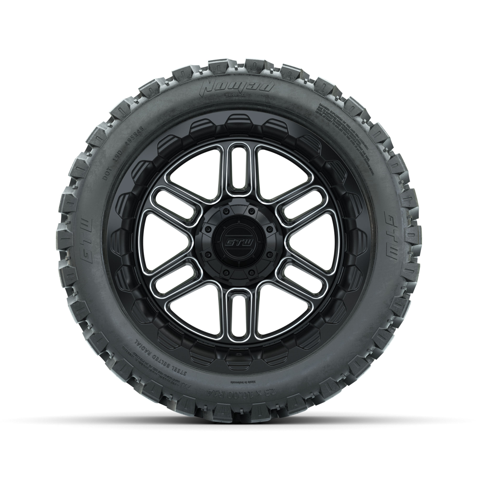 GTW Titan Machined & Black 14 in Wheels with 23x10-R14 Nomad All