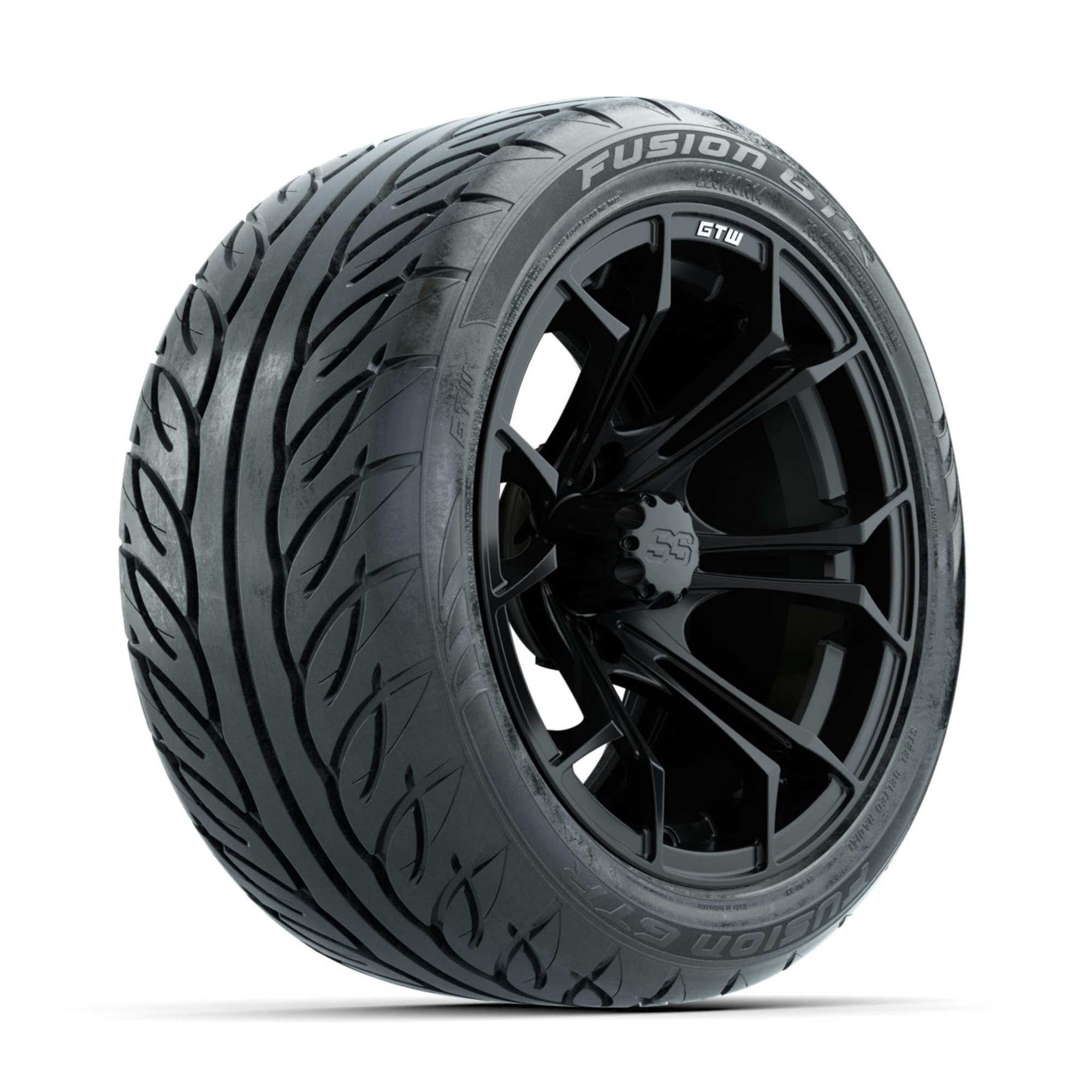 GTW Spyder Matte Black 14 in Wheels with 225/40-R14 Fusion GTR